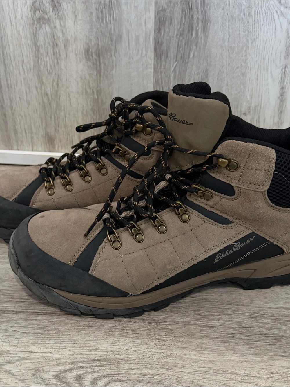 Eddie Bauer Tacama hiking boots Mens 13 Nature Outdoors Black Brown Trail